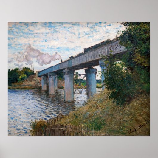 Claude Monet - De spoorbrug bij Argenteuil Poster (Voorkant)
