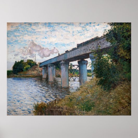 Claude Monet - De spoorwegbrug in Argenteuil Poster (Voorkant)