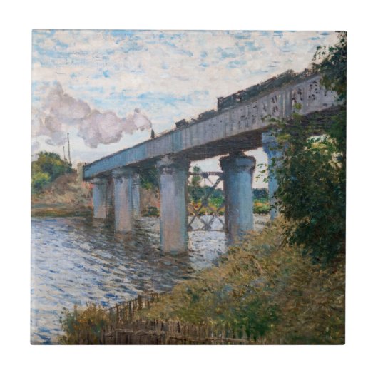 Claude Monet - De spoorwegbrug in Argenteuil Tegeltje (Voorkant)