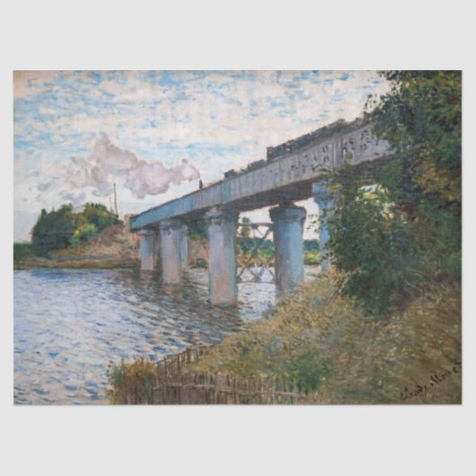 Claude Monet - De spoorwegbrug in Argenteuil Tissuepapier (Voorkant)