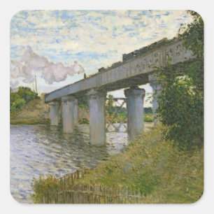 Claude Monet De spoorwegbrug in Argenteuil Vierkante Sticker