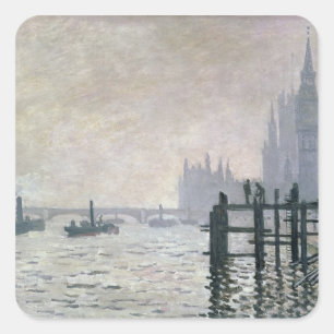 Claude Monet   De Theems onder Westminster Vierkante Sticker