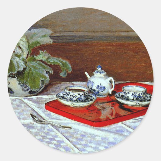 Claude Monet - De Theeset, Ronde Sticker (Voorkant)
