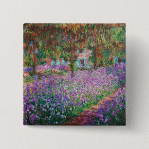 Claude Monet - De tuin van de kunstenaar in Givern Vierkante Button 5,1 Cm