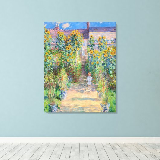 Claude Monet - De tuin van de kunstenaar in Vetheu Canvas Afdruk (Insitu (Houten vloer))