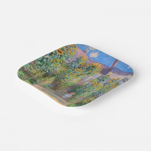 Claude Monet - De tuin van de kunstenaar in Vetheu Papieren Bordje (Gebogen)