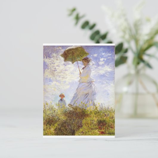 Claude Monet - de Vrouw met de Parasol Briefkaart (Staand voorkant)