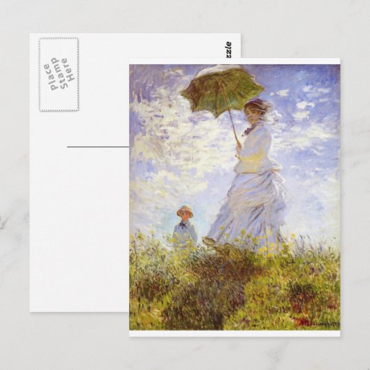 Claude Monet - de Vrouw met de Parasol Briefkaart (Voorkant / Achterkant)