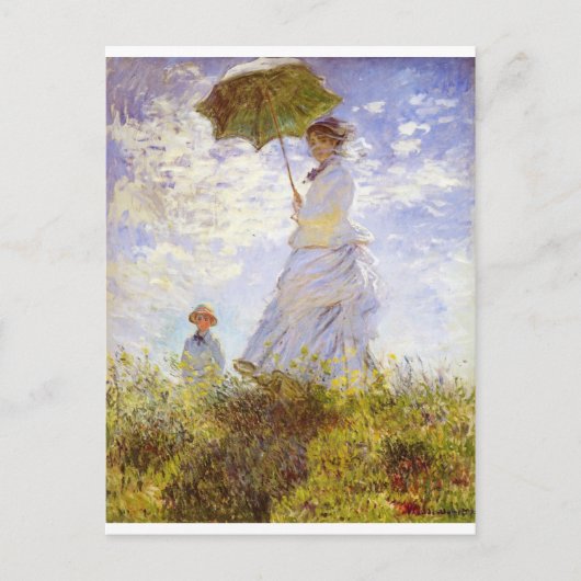 Claude Monet - de Vrouw met de Parasol Briefkaart (Voorkant)