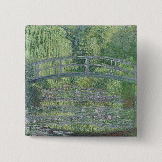 Claude Monet | De waterpas Pond: Groene harmonie Vierkante Button 5,1 Cm (Voorkant)