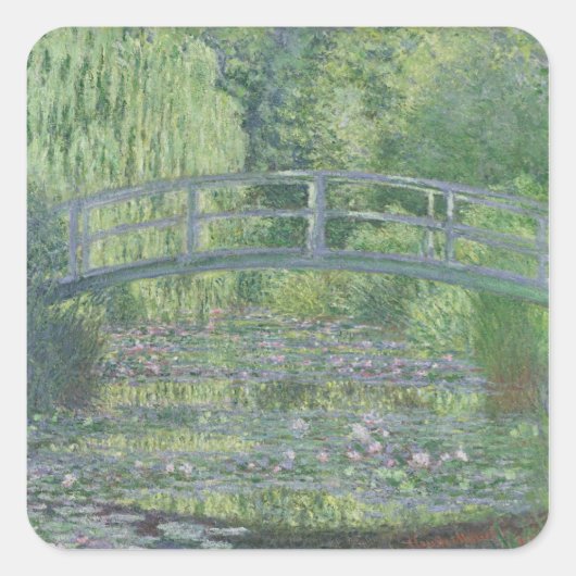 Claude Monet | De waterpas Pond: Groene harmonie Vierkante Sticker (Voorkant)