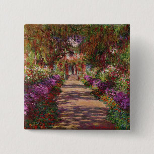 Claude Monet Een route in de tuin van Monet Vierkante Button 5,1 Cm
