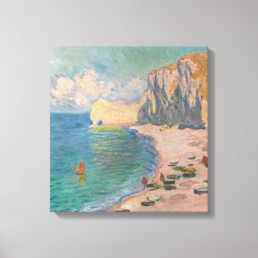 Claude Monet - Etretat: Beach and Falaise d'Amont Canvas Afdruk (Voorkant)