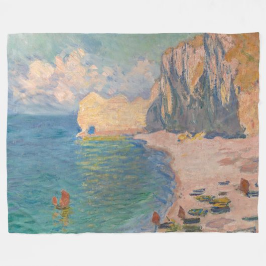 Claude Monet - Etretat: Beach and Falaise d'Amont Fleece Deken (Voorkant (Horizontaal))