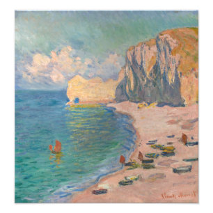 Claude Monet - Etretat: Beach and Falaise d'Amont Foto Afdruk