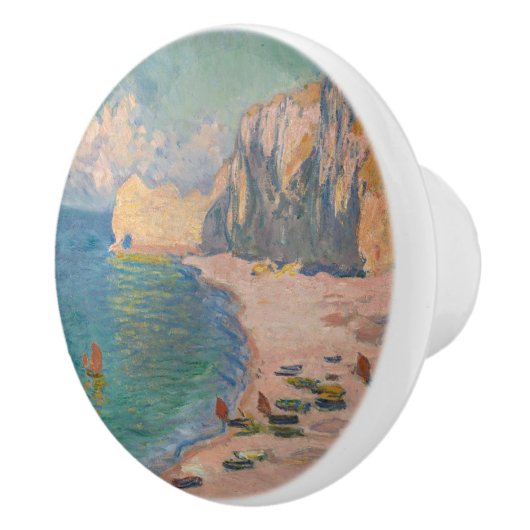 Claude Monet - Etretat: Beach and Falaise d'Amont Keramische Knop (Rechts)