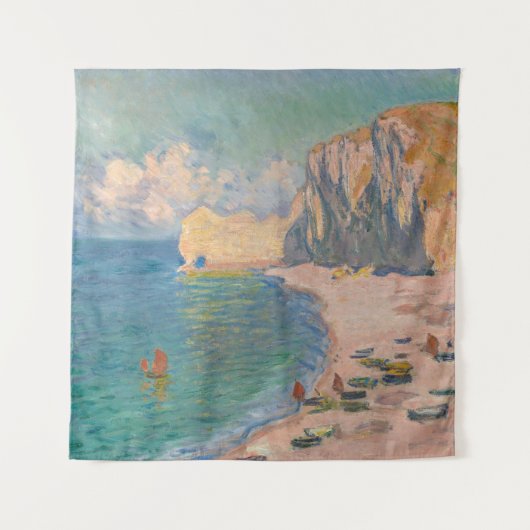 Claude Monet - Etretat: Beach and Falaise d'Amont Wandkleed (Voorkant)