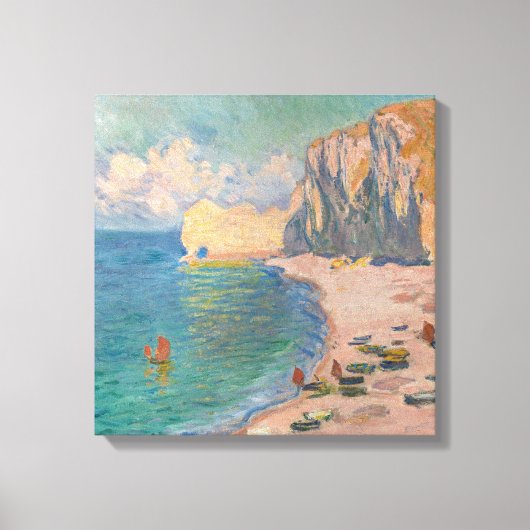 Claude Monet - Etretat: Strand en Falaise d'Amont Canvas Afdruk (Voorkant)