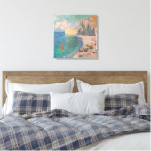 Claude Monet - Etretat: Strand en Falaise d'Amont Canvas Afdruk (Insitu (Slaapkamer))
