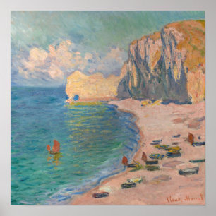 Claude Monet - Etretat: Strand en Falaise d'Amont Poster