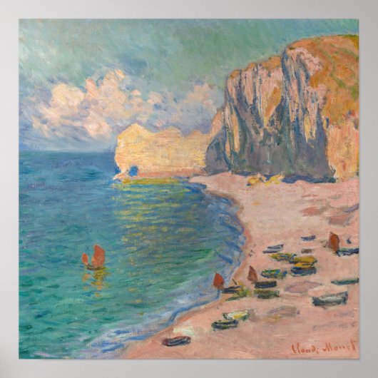 Claude Monet - Etretat: Strand en Falaise d'Amont Poster (Voorkant)