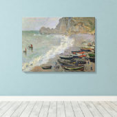 Claude Monet | Etretat, strand en Porte d'Amont Canvas Afdruk (Insitu (Houten vloer))