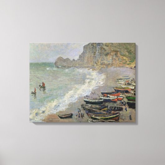 Claude Monet | Etretat, strand en Porte d'Amont Canvas Afdruk (Voorkant)