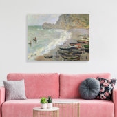 Claude Monet | Etretat, strand en Porte d'Amont Canvas Afdruk (Insitu (Woonkamer))