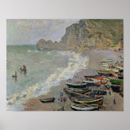 Claude Monet | Etretat, strand en Porte d'Amont Poster (Voorkant)