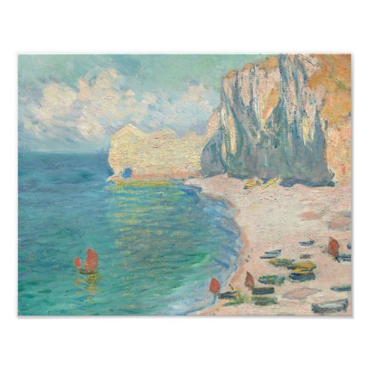 Claude Monet - Etretat - The Beach and the Falaise Foto Afdruk (Voorkant)