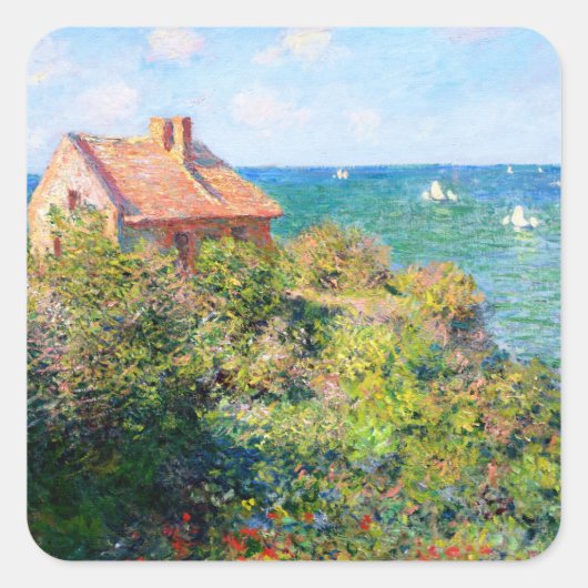 Claude Monet: Fishermans Cottage in Varengeville Vierkante Sticker (Voorkant)