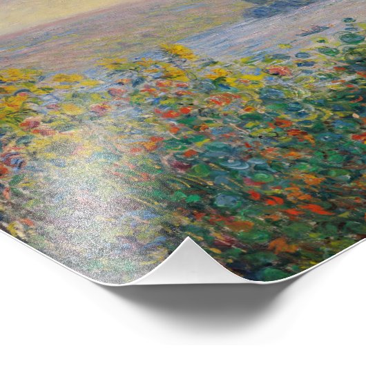 Claude Monet - flower beds at vétheuil Foto Afdruk (Hoek)