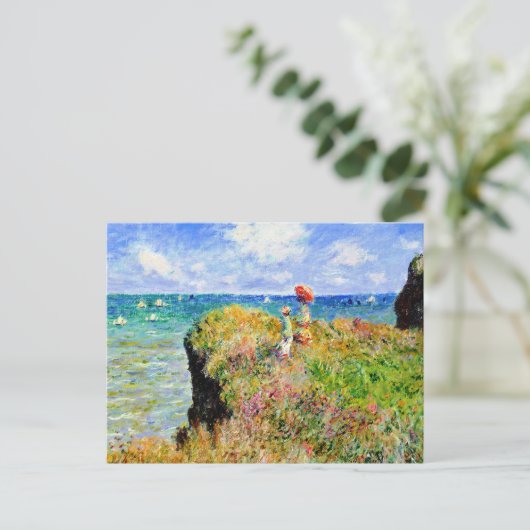 Claude Monet - Franse Clifftop - Impressionisme Briefkaart (Staand voorkant)