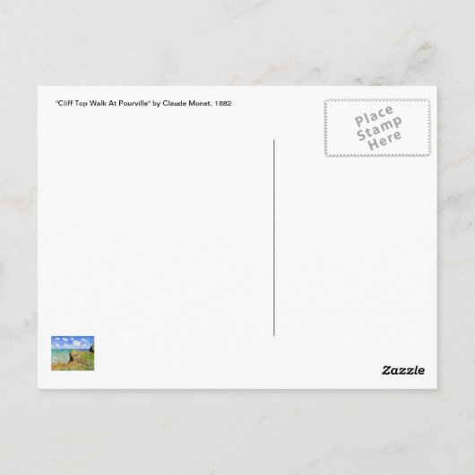 Claude Monet - Franse Clifftop - Impressionisme Briefkaart (Achterkant)