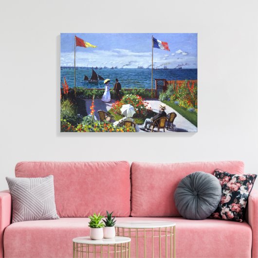Claude Monet Garden in Sainte-Adresse Canvas Afdruk (Insitu (Woonkamer))