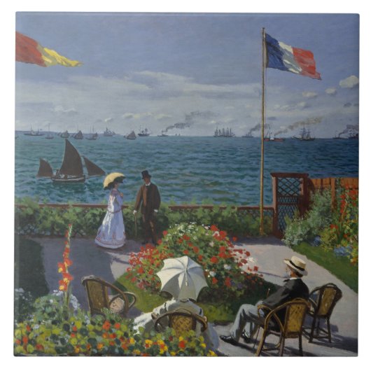 Claude Monet - Garden in Sainte-Adresse Tegeltje (Voorkant)