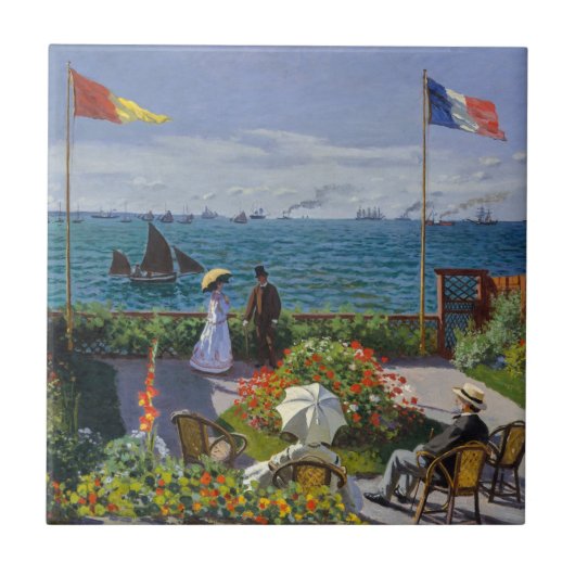 Claude Monet - Garden in Sainte-Adresse Tegeltje (Voorkant)