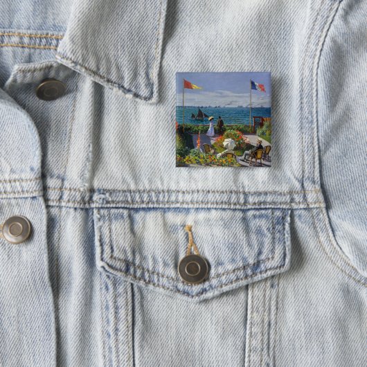Claude Monet - Garden in Sainte-Adresse Vierkante Button 5,1 Cm (In situ)