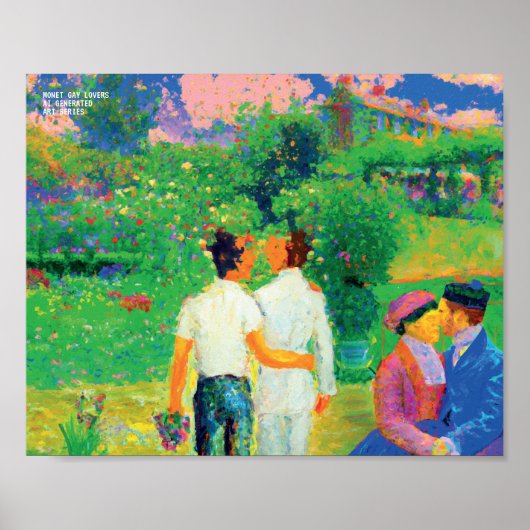 Claude Monet Gay Lovers AI Generated Poster (Voorkant)