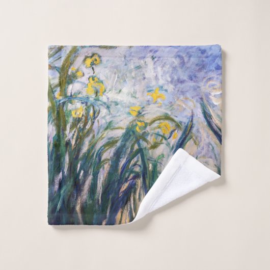 Claude Monet - Geel en Paars Irises Bad Handdoek (Wasdoekje)