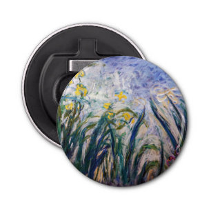Claude Monet - Geel en Paars Irises Button Flesopener