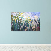 Claude Monet - Geel en Paars Irises Canvas Afdruk (Insitu (Houten vloer))