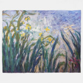 Claude Monet - Geel en Paars Irises Fleece Deken (Voorkant (Horizontaal))