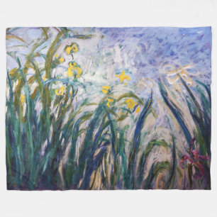 Claude Monet - Geel en Paars Irises Fleece Deken