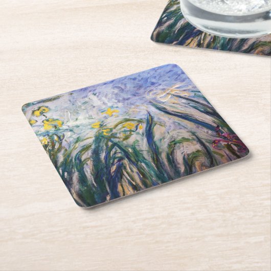 Claude Monet - Geel en Paars Irises Kartonnen Onderzetters (Schuin)