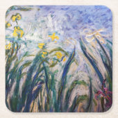 Claude Monet - Geel en Paars Irises Kartonnen Onderzetters (Voorkant)