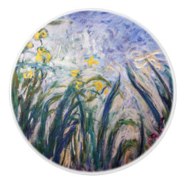 Claude Monet - Geel en Paars Irises Keramische Knop