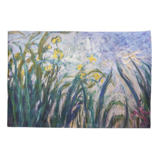 Claude Monet - Geel en Paars Irises Kussensloop (Achterkant)