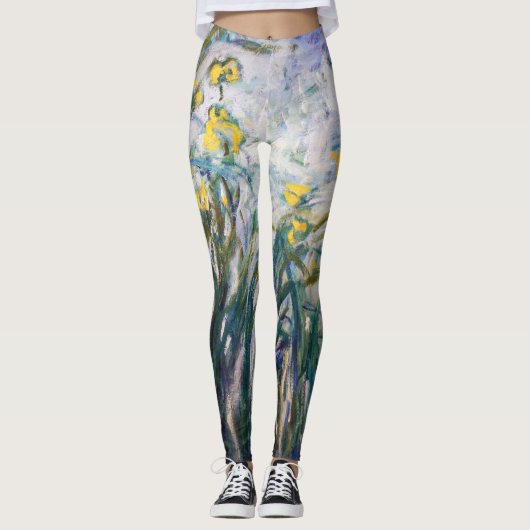 Claude Monet - Geel en Paars Irises Leggings (Voorkant)