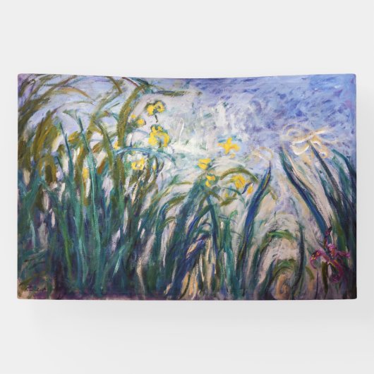 Claude Monet - Geel en Paars Irises Spandoek (Horizontaal)